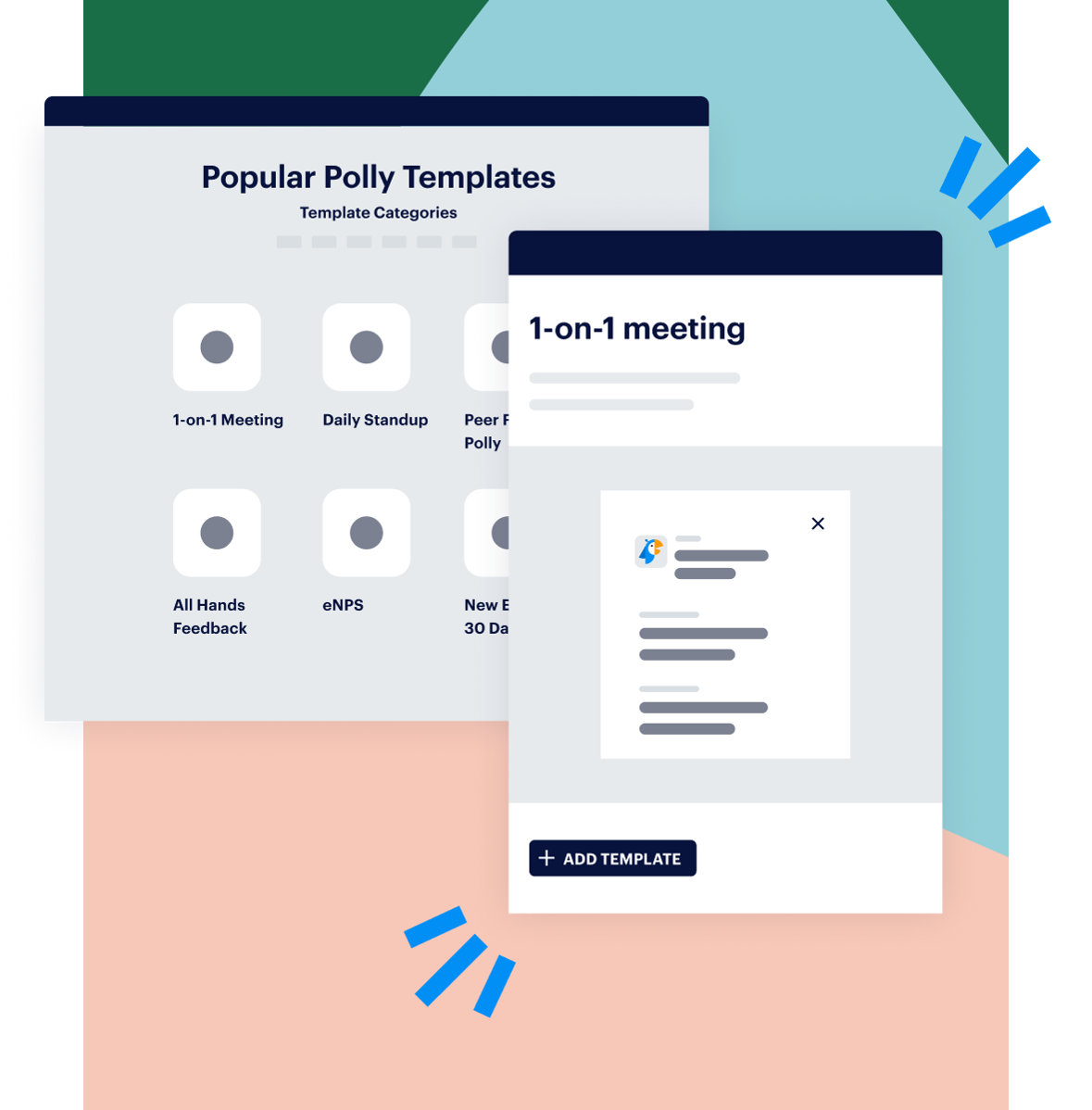 template categories and highlighted template for one-on-one meeting